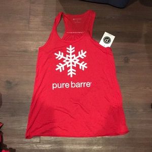 NWT pure barre snowflake tank red white